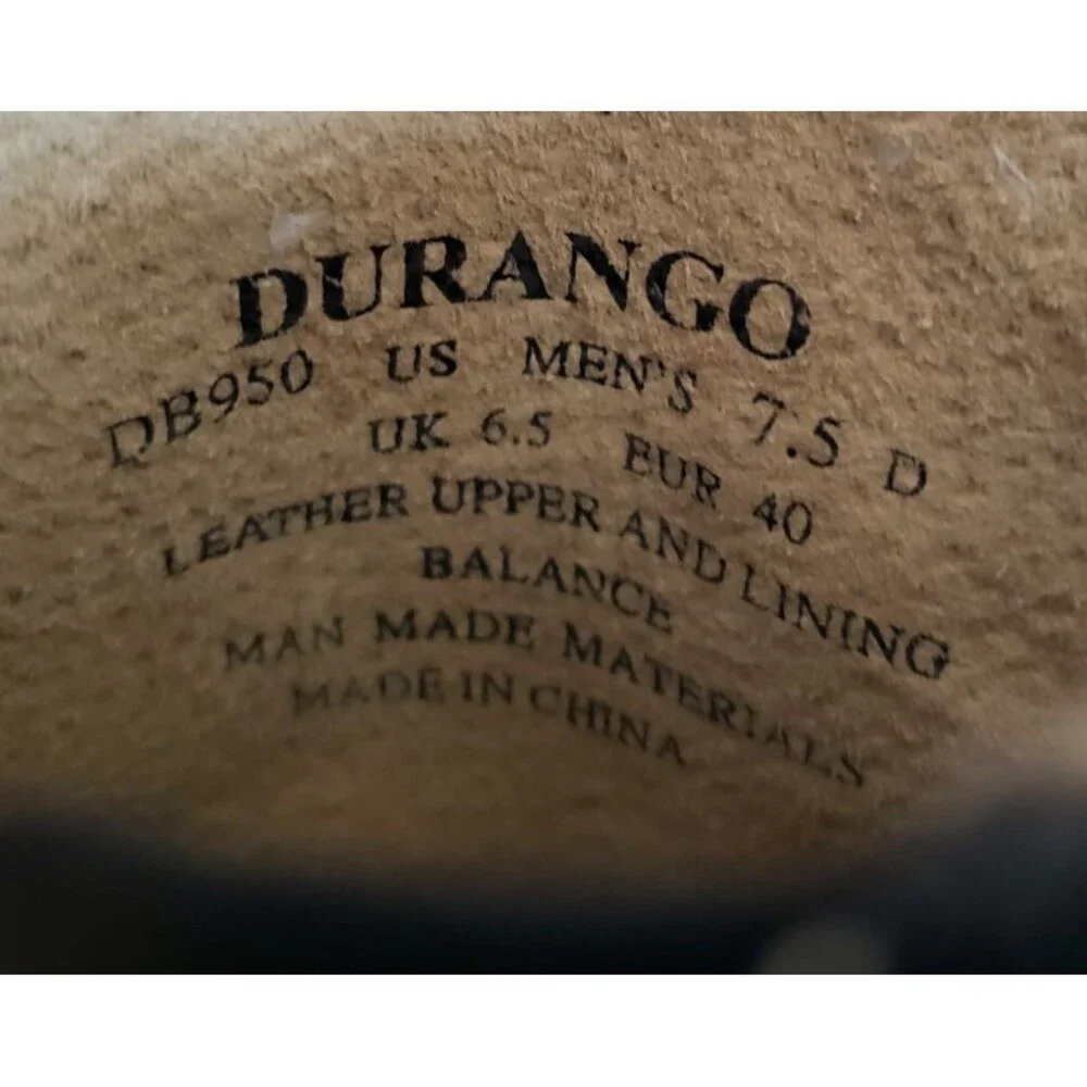 Durango Western Ankle Boots Men's Size 7.5 D Black Leather DB950 Side Zip